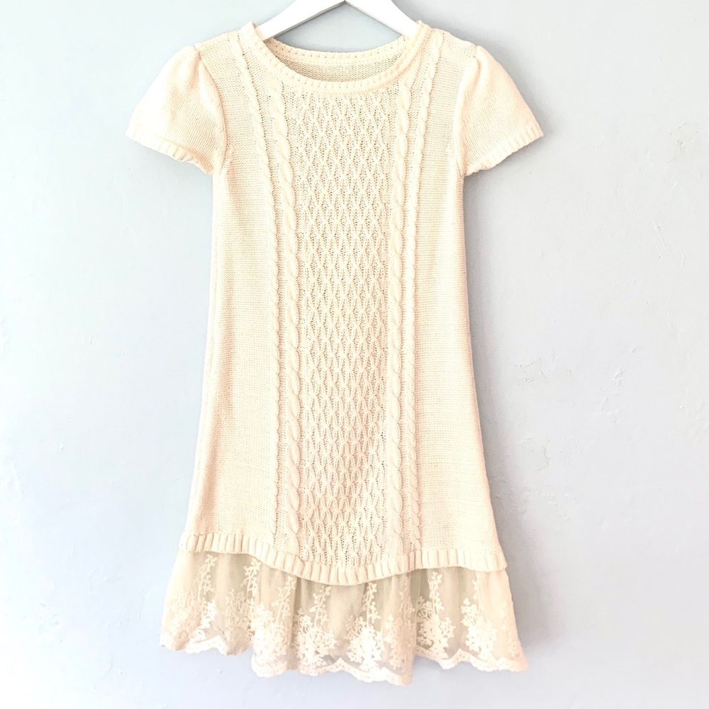 MINI BODEN dress, 9-10 years, cable knit w LACE